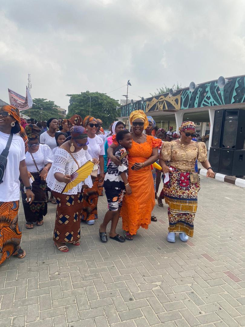 A cross section of Christian  Women  dancing during the procession to Salem City, Warri 